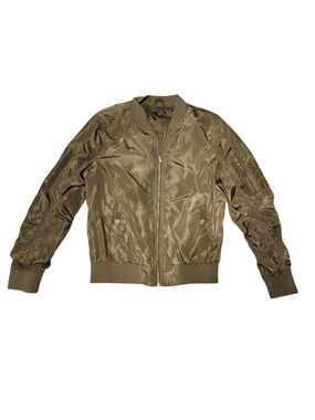Olive Green Satin Bomber Jacket